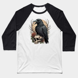 the raven with a skeleton head illustration Baseball T-Shirt